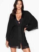 Victoria's Secret Black Silk Kimono Robe Photo 0