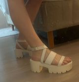 Nasty Gal Shoes White Platform Faux Leather Strappy Spool Heel Photo 0