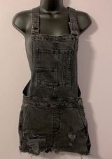 BDG Black Distressed Denim Short Overalls Size S Photo 0