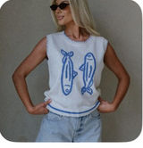 Fish Print Sweater Vest Photo 0