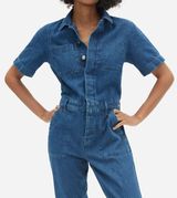 Super Soft Denim Coverall Jumpsuit Photo 0