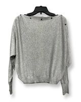 ALLSAINTS Womens Pullover Sweater Gray Heathered Studded Boat Neck Cotton S New Photo 0