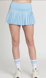 Gold Hinge Aqua Sky Pleated Tennis Skirt Photo 0