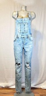 Maurices Stretch Denim Distressed Tapered Bib Overalls~4~ Photo 0