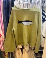Fish Sweater Things Between Green Size M Photo 0