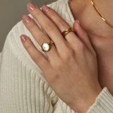 18K Gold Plated Mother Of Pearl Tag Ring Photo 0