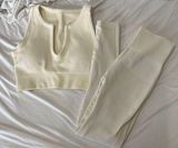 Amazon White Ribbed Workout Set Photo 0