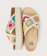 Plays Natural Multi Crochet Espadrille Flatform Slide Sandals Photo 0