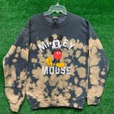 Disney Mickey Mouse Bleach Dye Crewneck Sweater Size S Photo 0