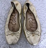 Sam Edelman Gold Metallic Women Bow Ballet Flats Slip On Leather Trendy SZ 7.5 Photo 0