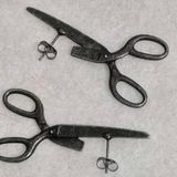 Gothic Vintage Punk Style Creative Scissors Design Stud Earrings, Retro Boho Grunge Alloy Jewelry Gray Photo 0