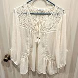 Black Rainn Peasant Long Sleeve Blouse size Large Photo 0