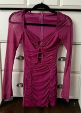 O-Ring Front Cut Out Purple Bodycon Mini Dress Photo 0