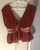 Free People Red Pattern Top Photo 0