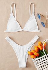 SheIn White Ribbed Bikini Photo 0