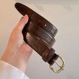 Vintage Brown Leather Belt with Solid Brass Buckle Size 38 Photo 0