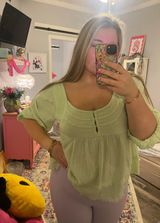 True Craft Green Flowy Top Photo 0