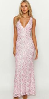Pink Lace Maxi Dress Photo 0