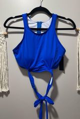 NWT Blue Wrap Tie Swimsuit Top Photo 0