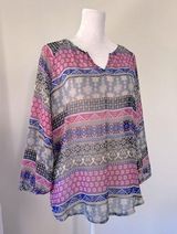Mossimo Supply Co. Sheer V-Neck Boho Print Blouse Photo 0
