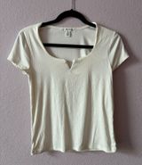 Cream Lined T shirt  Photo 0