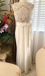 R & M Richards 3/$15  Embroidered Gown in Nude/Ivory *Small Stains* Photo 0