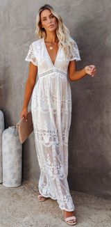 Vestique White Lace Dress Photo 0