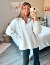 Aerie Oversized Quarter Zip Sherpa Jacket Pullover Photo 0