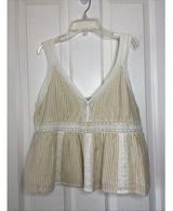 American Eagle Prettiest Lace Trim Cami Tank Top Blouse Shirt White Beige Large Photo 0