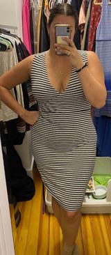 Athleta Black & White Striped Dress Photo 0