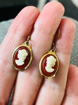 Anthropologie Vintage 1990’s Anthro Gold Cameo Earrings Photo 0