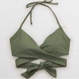 Aerie Green Halter wrap tie bikini top size small Photo 0