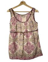 One World Y2K Beige & Pink Floral Babydoll Tank Top S Photo 0