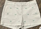Vineyard Vines White w Green Whales Flat Front Chino Shorts Womens 2 Photo 0