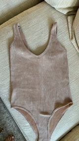 Tan Ribbed Bodysuit Tank Photo 0
