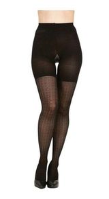 2 Prs Spanx Assets Sara Blakely Textured Wish Bone Shaping Tights Black Size 2 Photo 0
