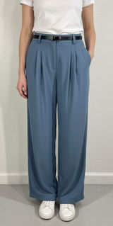 Halara Light Blue Pleated Wide Leg Pants Large High Waist Relaxed Fit Trousers Photo 0