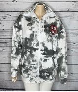 Zoe + Liv NWT Size 1x White & Gray Tie Dye Harvard Zip Front Hoodie Sweatshirt Photo 0