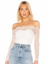 superdown White Off The Shoulder Bodysuit Photo 0