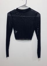 Sheer Long Sleeve Top Black Photo 0