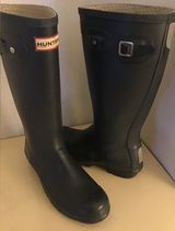 Hunter Original women charcoal gray rubber rain tall knee high boots US 6 Photo 0
