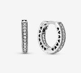 Pandora Pavé Heart Silver Hoop Earrings Photo 0
