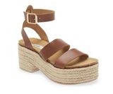 Womens Kelton Leather Ankle Strap Platform Sandals Photo 0