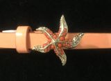 ANN TAYLOR Peach Coral Patent Leather Pave Starfish Skinny Belt Women's MEDIUM Photo 0