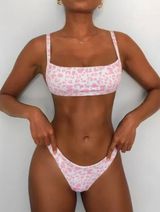 Romwe Animal Print Ribbed Bikini Set Photo 0