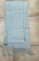 Ann Taylor 100% cashmere light blue/yellow plaid winter scarf, fringe, tassel Photo 0