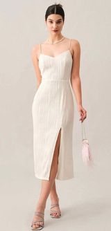 Rihoas - Wave Textured Pearl Strap Midi Dress Photo 0