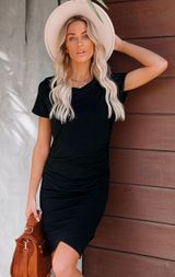 VICI Ruched Black Dress Photo 0