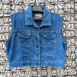 Woolrich Vintage 90s  crop denim jean sleeveless shirt blouse Photo 0