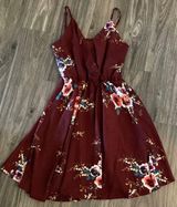 Maroon Floral Dress Multiple Size M Photo 0